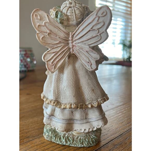 Vintage Garden Fairy Figurine w/ FLower Basket, Sun Hat and SMiling Turtle - Picture 3 of 6